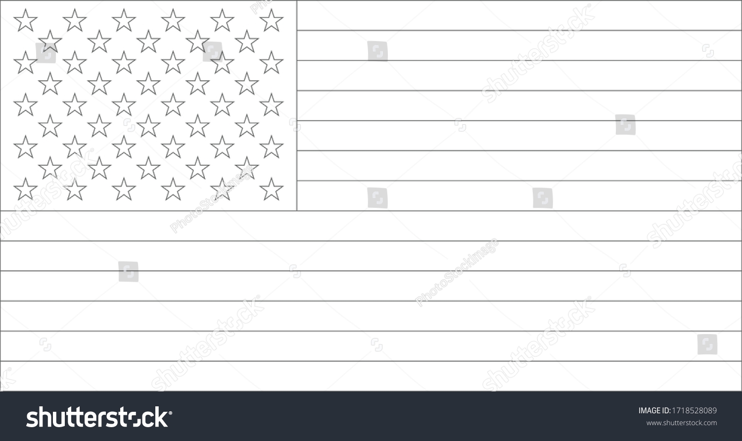 Stock Vektor Usa Flag Coloring Book Outline Illustration bez Autorsk ch Poplatk 1718528089 Shutterstock