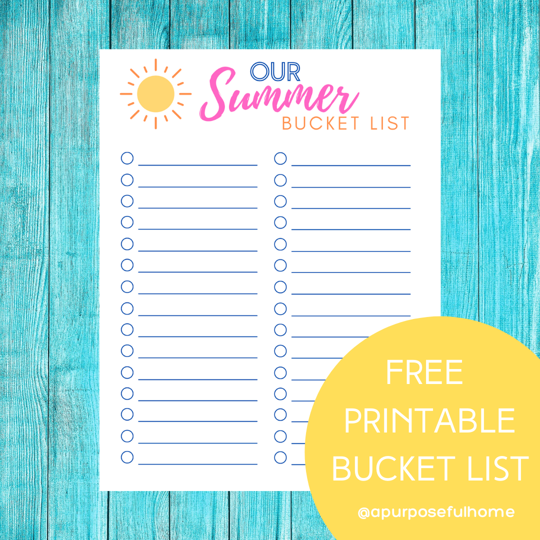 Summer Bucket List Free Blank Printable A Purposeful Home