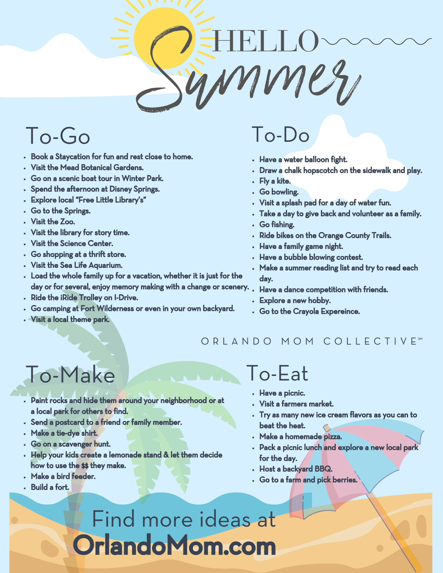 summer bucket list printable