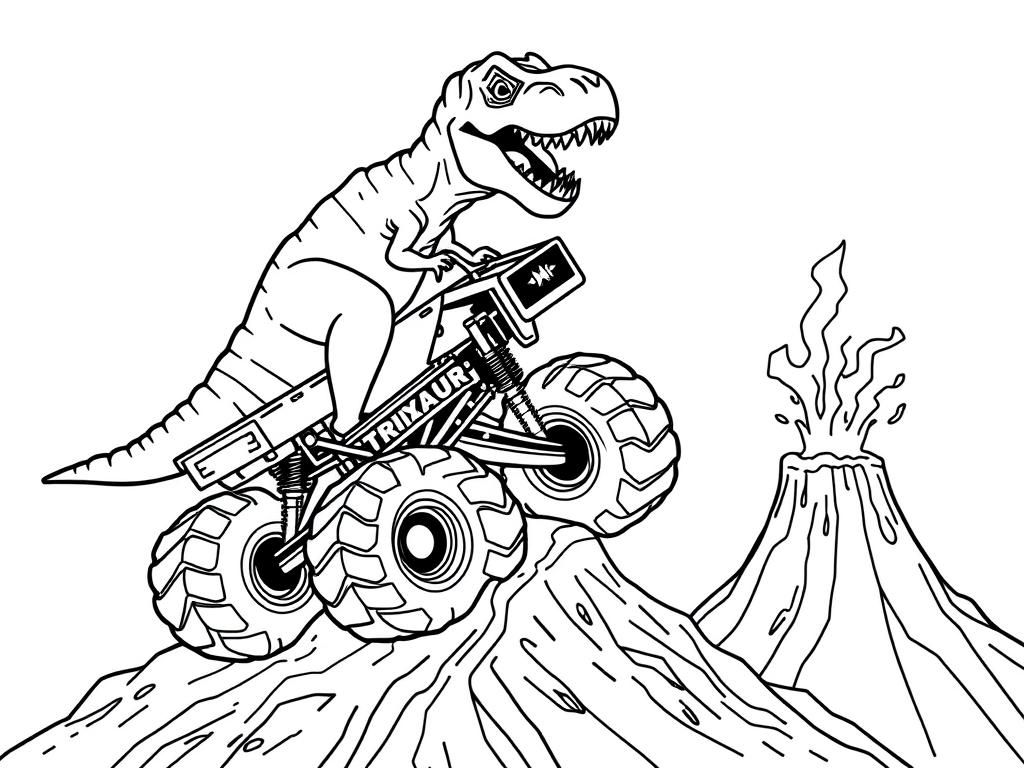 T Rex Monster Truck Coloring Page Free Printable Coloring Page