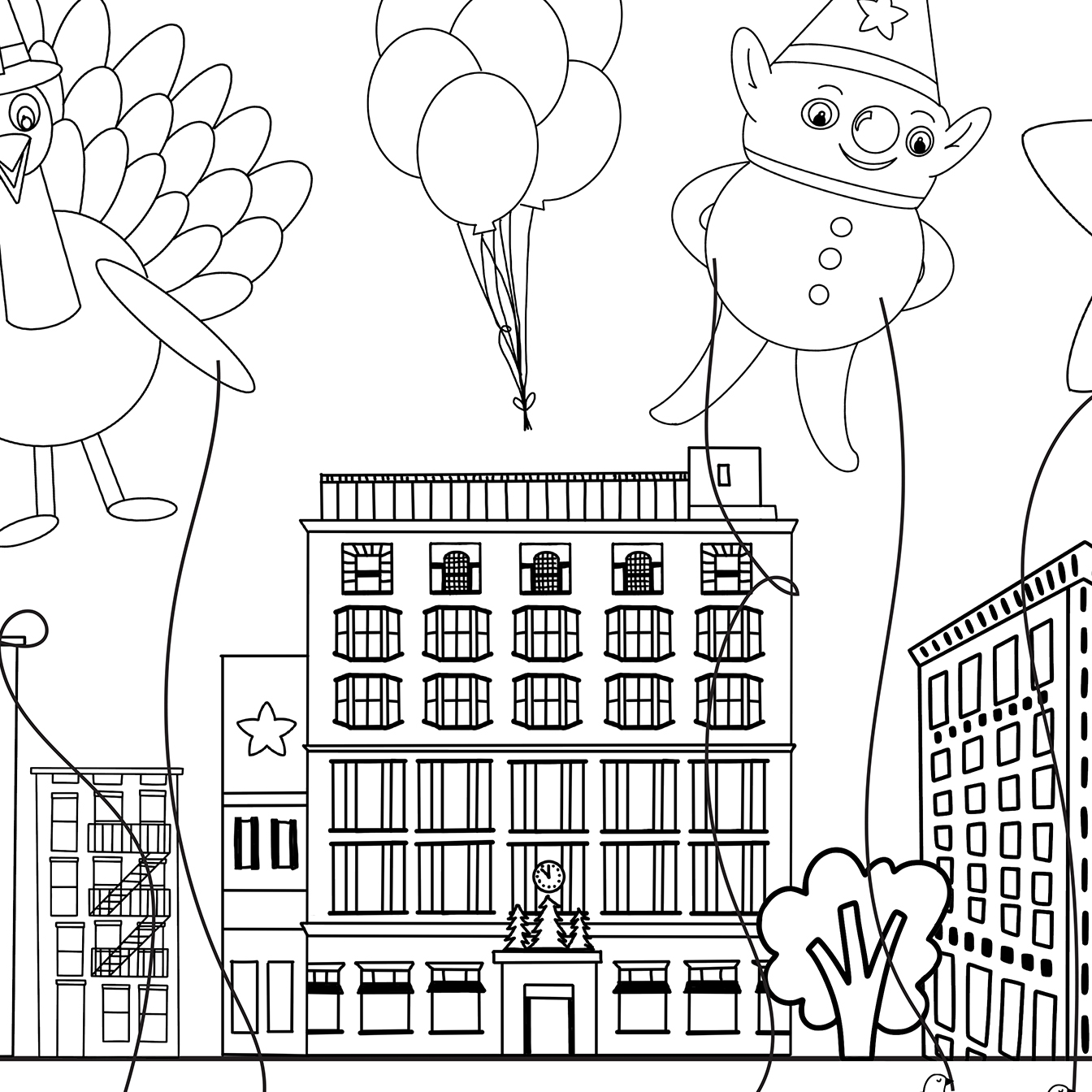 Thanksgiving Parade Placemat Coloring Page Pineapple Paper Co 