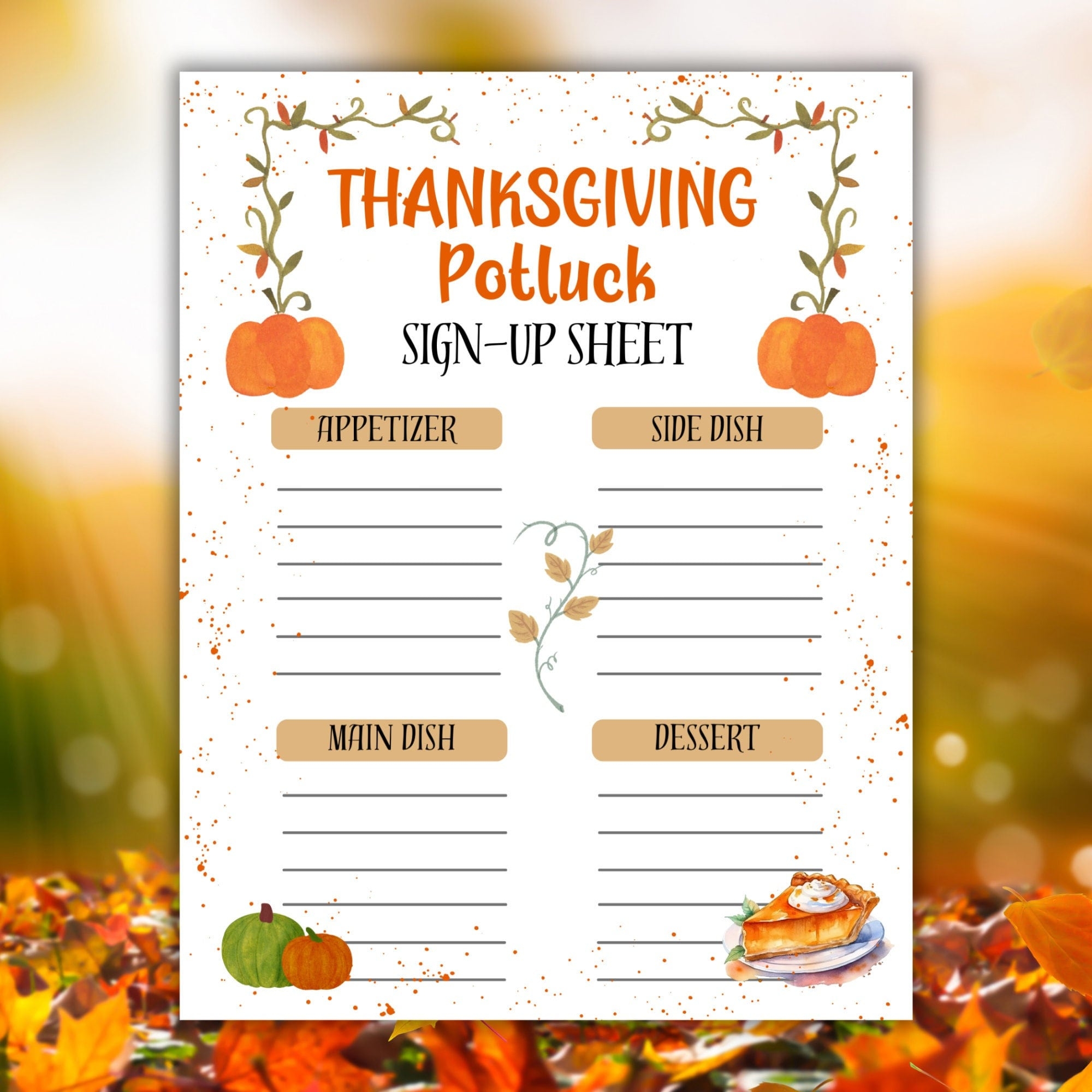 Thanksgiving Potluck Sign Up Sheet Friendsgiving Potluck Sign Up Potluck Sign Up Form Harvest Festival Neighborhood Party Sign Up TK Etsy