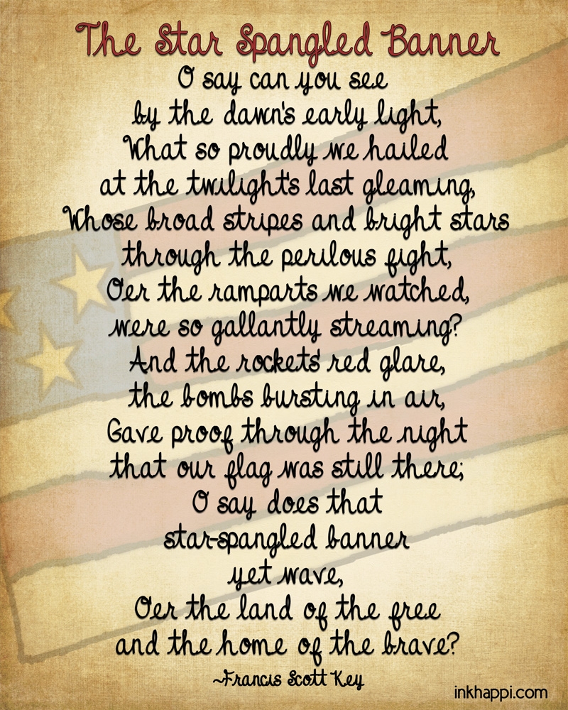 The Star Spangled Banner Some Facts And Printables Inkhappi