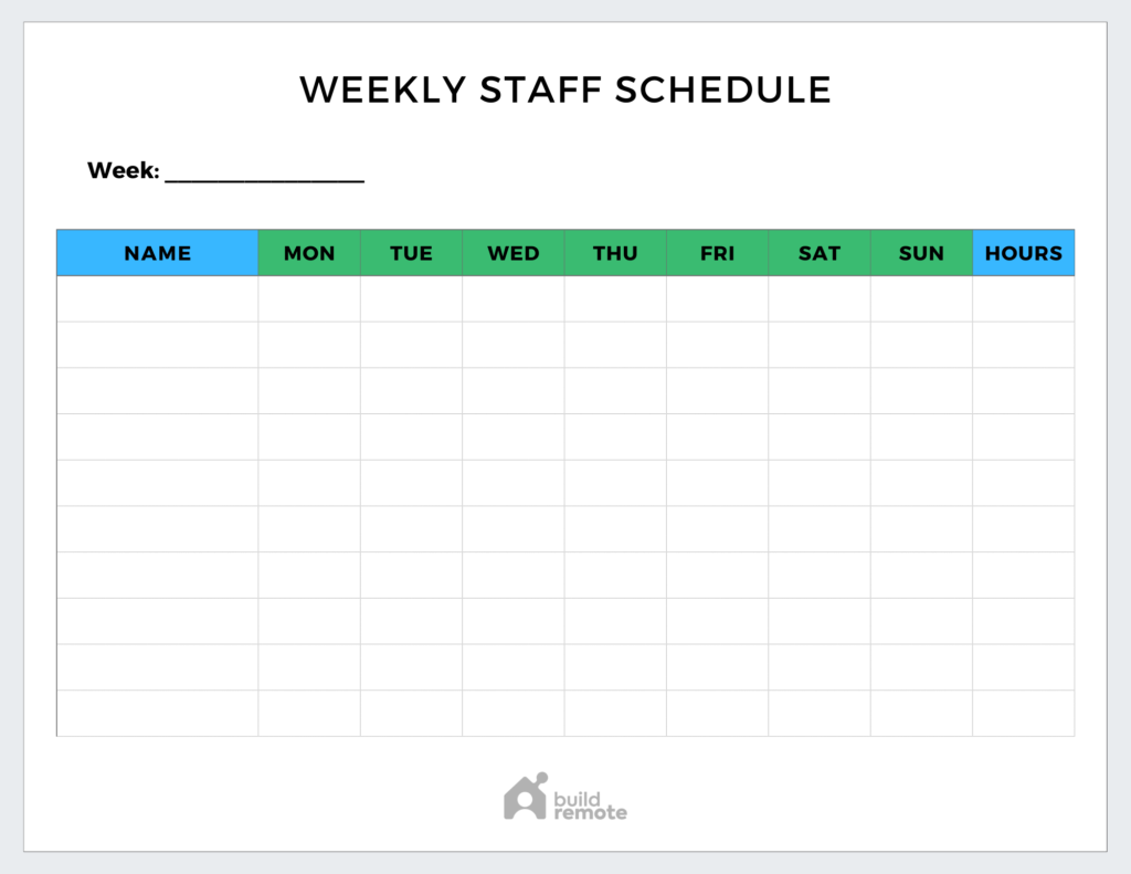printable work schedule template