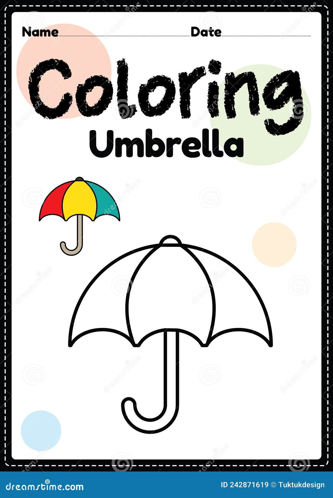 Umbrella Coloring Page Picture Worksheet For Preschool Kindergarten Montessori Kids To Practice Coloring Activities Stock Illustration Illustration Of Preschool Practice 242871619