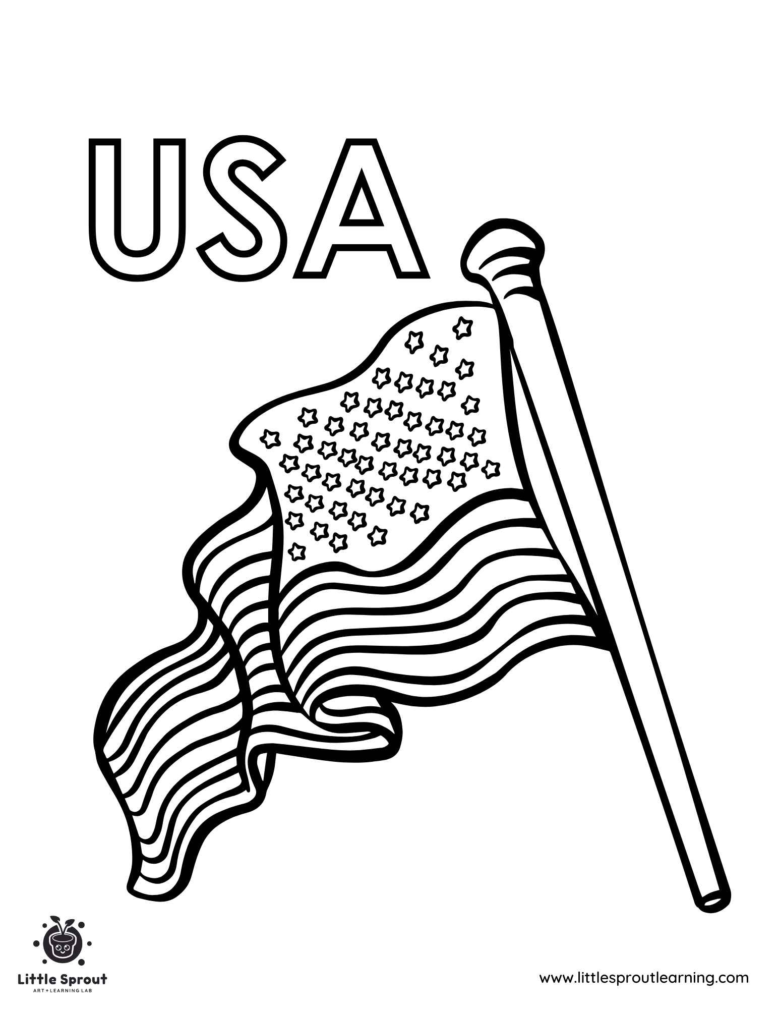 United States Flag Color Sheet Little Sprout