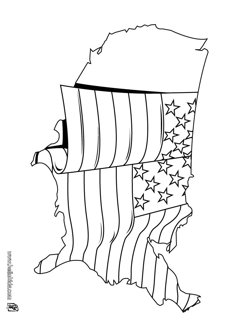 Us Flag Coloring Pages Hellokids