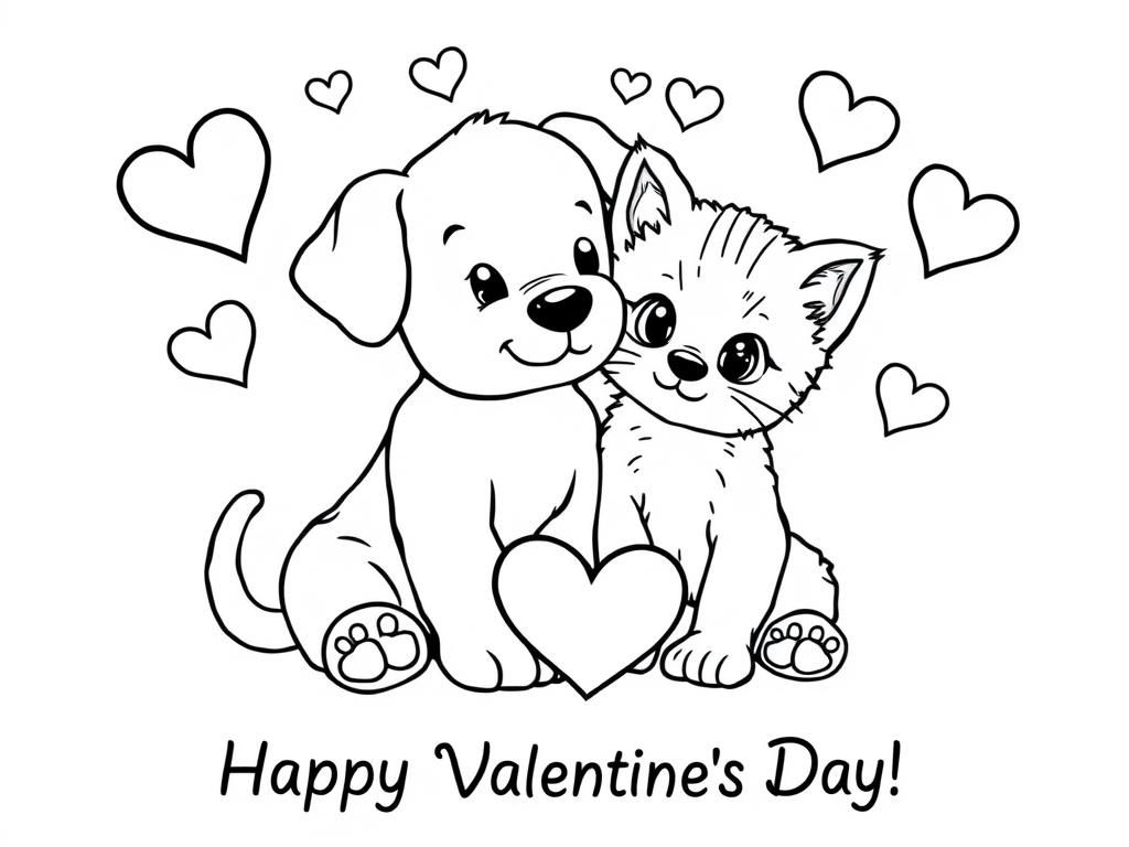 Valentine s Day Friends Coloring Page Coloring Page Free Printable Coloring Page