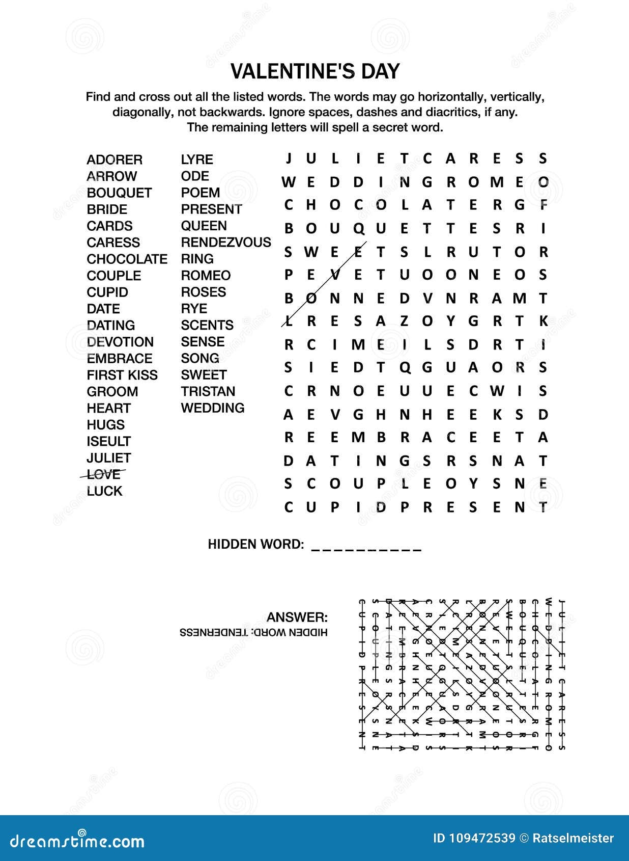 valentine's day word search