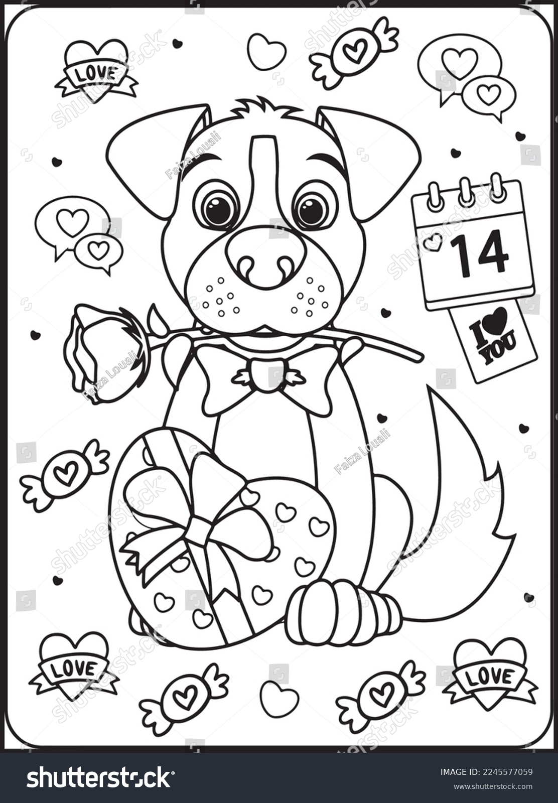 Valentines Day Coloring Pages Kids Stock Vector Royalty Free 2245577059 Shutterstock