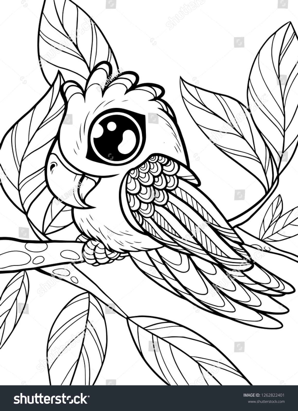 Vector Coloring Page Children Cute Animals Stock Vektorgrafik Lizenzfrei 1262822401 Shutterstock