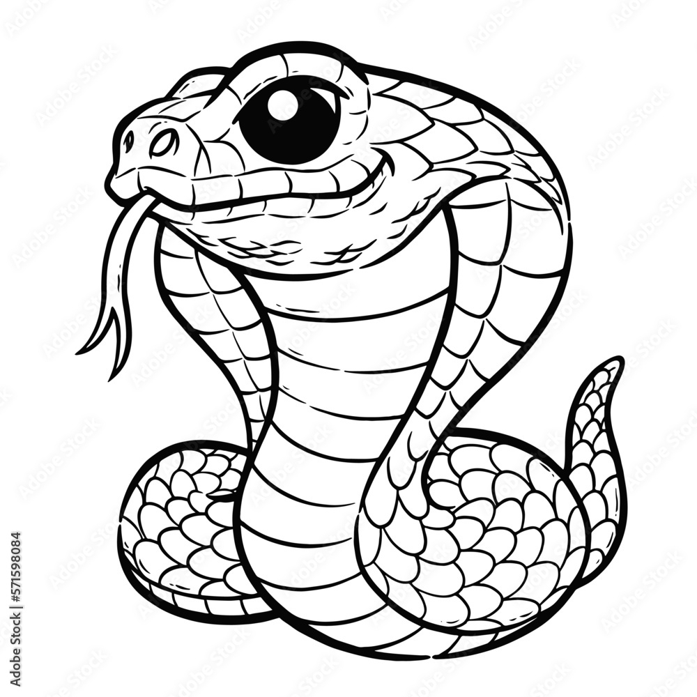 Vector Illustration Of Cartoon Snake Coloring Book For Kids King Cobra Stock Vector Adobe Stock