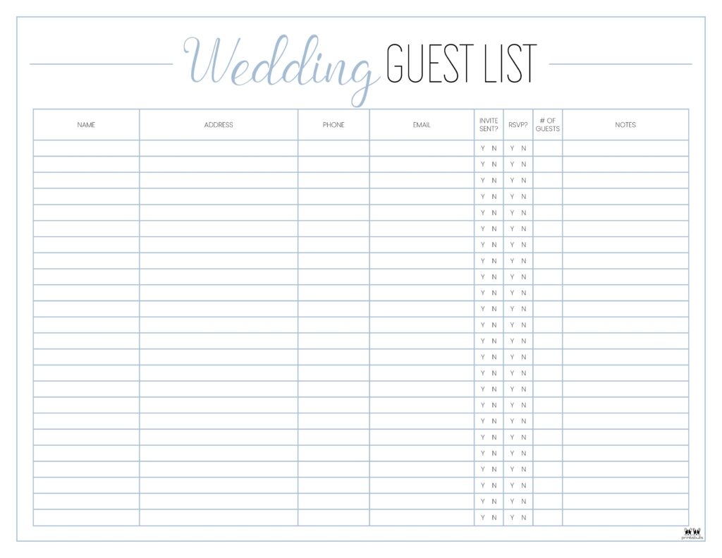 Wedding Guest List Templates 20 FREE Lists Printabulls Wedding Guest List Templates 20 FREE Lists Printabulls