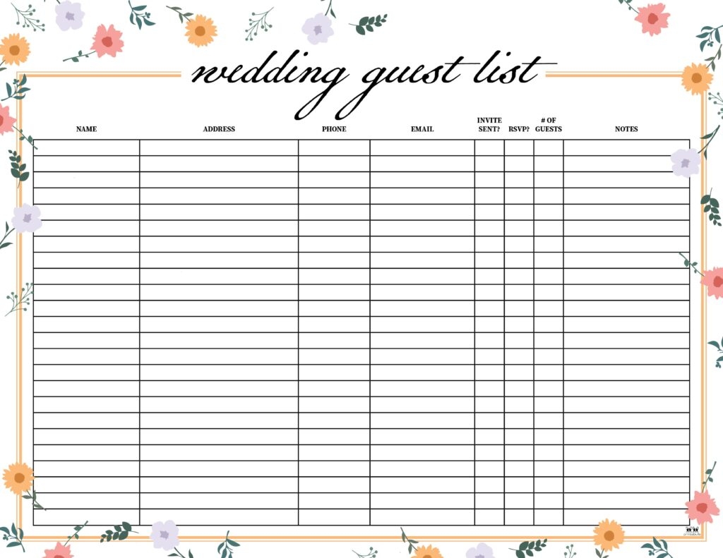 optimal wedding guest list template optimal wedding guest list template
