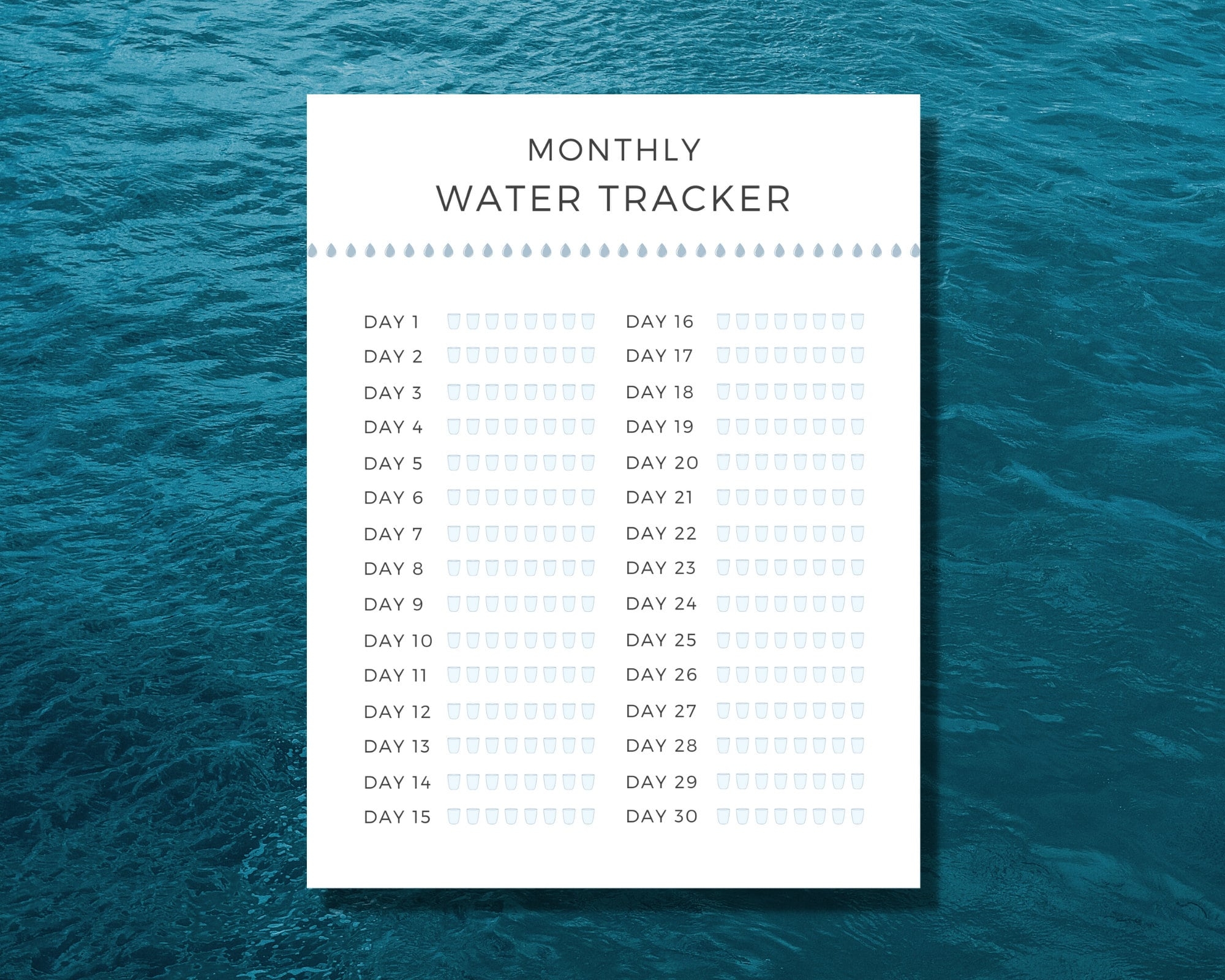 daily water intake chart
