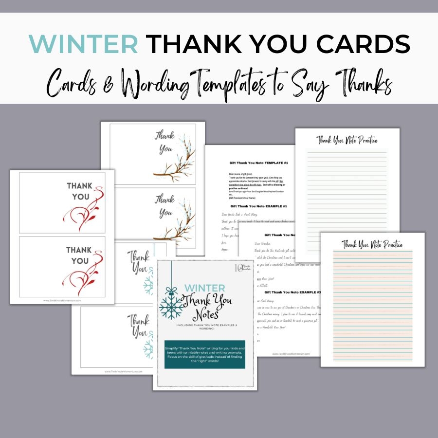 WINTER Thank You Notes Wording Templates 