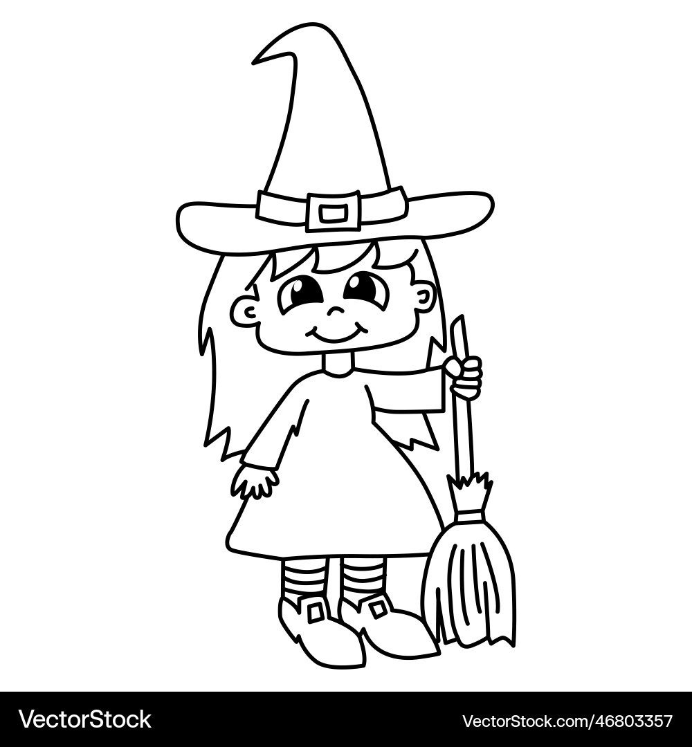 Witches Cartoon Coloring Page For Kids Royalty Free Vector