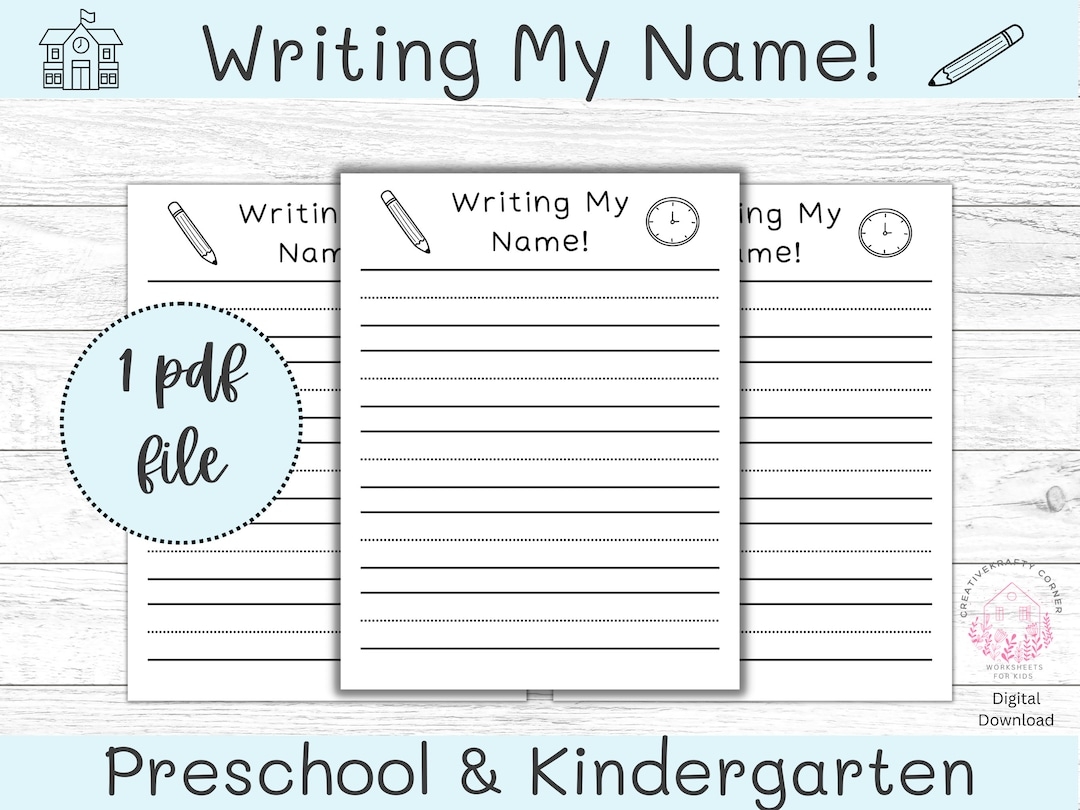 Writing My Name Worksheet Preschool Printable Name Writing Sheets Name Sheets Kindergarten Prep Printable Worksheets Kids Worksheets Etsy